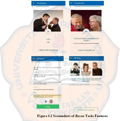 Figure 4.2 Screenshots of Busuu Tasks Features 