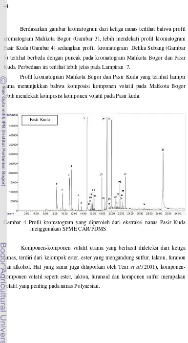 Gambar 4 Profil kromatogram yang diperoleh dari ekstraksi nanas Pasir Kuda 