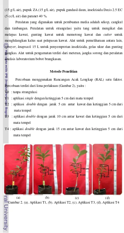 Gambar 2. (a). Aplikasi T1, (b). Aplikasi T2, (c). Aplikasi T3, (d). Aplikasi T4 