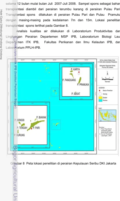 Gambar 8  Peta lokasi penelitian di perairan Kepulauan Seribu DKI Jakarta 