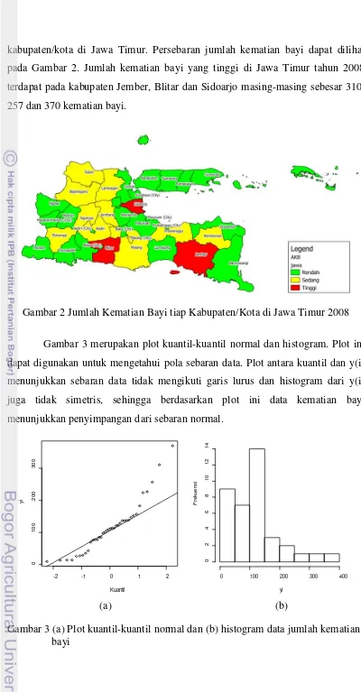 Gambar 2 Jumlah Kematian Bayi tiap Kabupaten/Kota di Jawa Timur 2008 