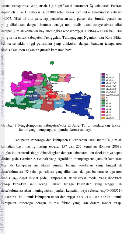Gambar 7 Pengelompokan kabupaten/kota di Jawa Timur berdasarkan faktor-