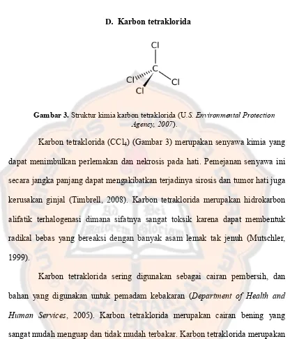 Gambar 3. Struktur kimia karbon tetraklorida (U.S. Environmental Protection  