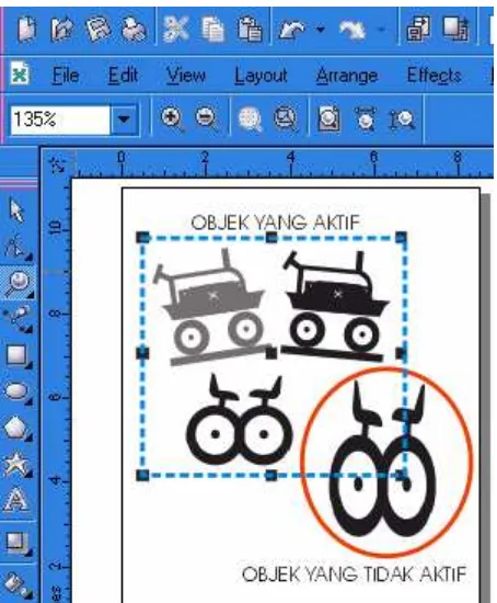 Gambar 22. Pilihan objek yang aktif 