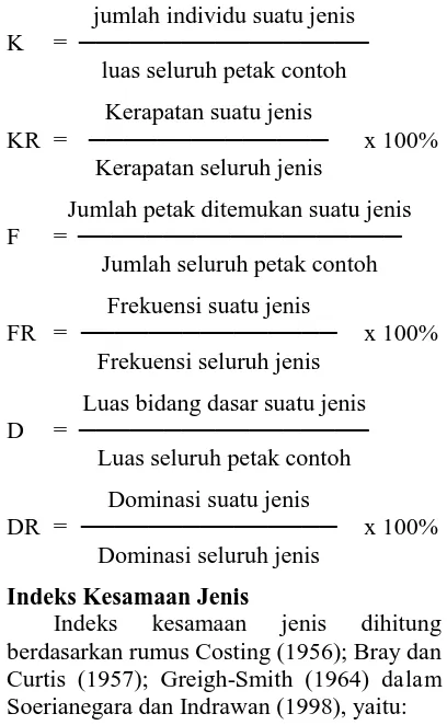 Tabel 1 menunjukkan bahwa jenis microphylla, Lithocarpus celebicus, Litsea densiflora