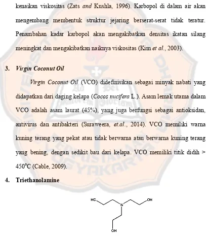 Gambar 4. Struktur molekul triethanolamine (Goskonda, 2009) 