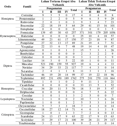 Tabel 4. Jumlah dan Jenis Serangga yang Tertangkap 