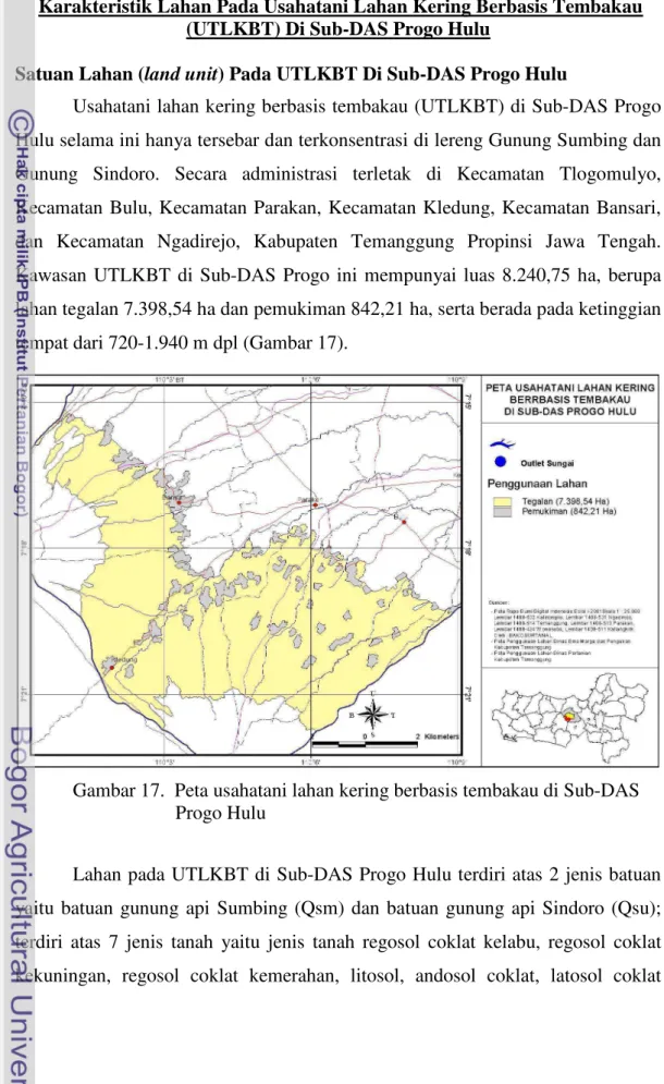 Gambar 17.  Peta usahatani lahan kering berbasis tembakau di Sub-DAS                       Progo Hulu 