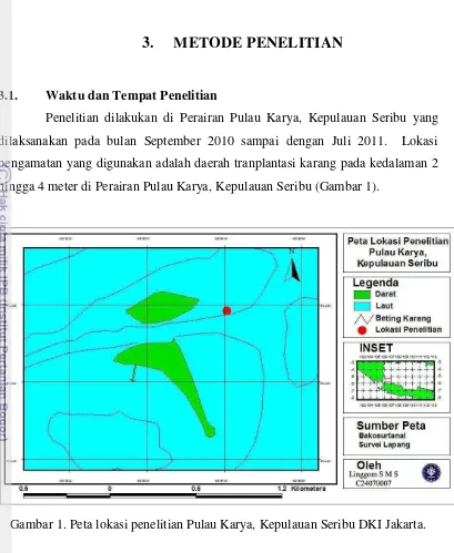 Gambar 1. Peta lokasi penelitian Pulau Karya, Kepulauan Seribu DKI Jakarta. 
