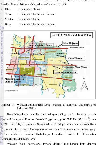 Gambar 14  Wilayah administratif Kota Yogyakarta (Regional Geographic of 