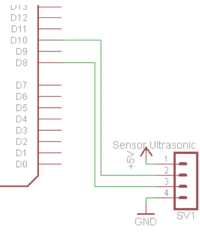 Gambar 3.3 Rangkaian sensor ultrasonic 