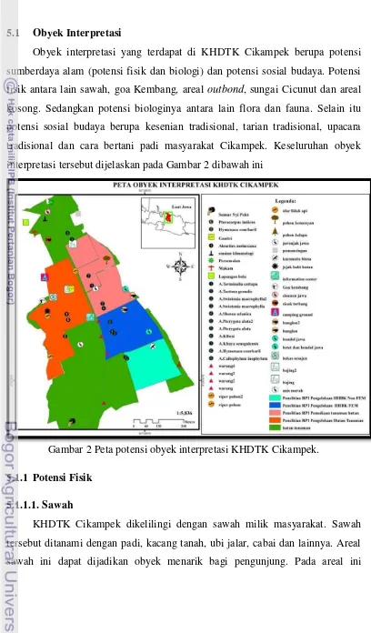 Gambar 2 Peta potensi obyek interpretasi KHDTK Cikampek. 