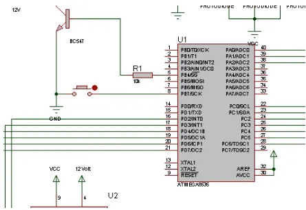 Gambar 3.4 Rangkaian sistem minimum mikrokontroler ATMEGA8535 