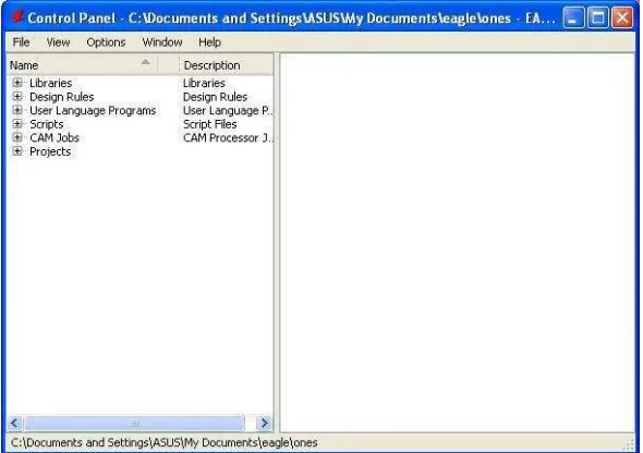 Gambar 1.1 Tampilan awal EAGLE Layout Editor versi 6.2.0