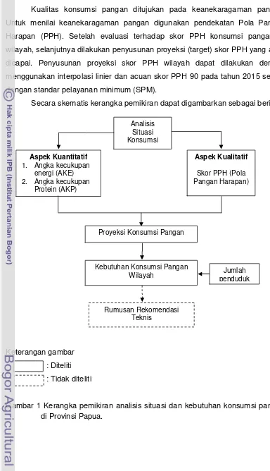 Gambar 1 Kerangka pemikiran analisis situasi dan kebutuhan konsumsi pangan