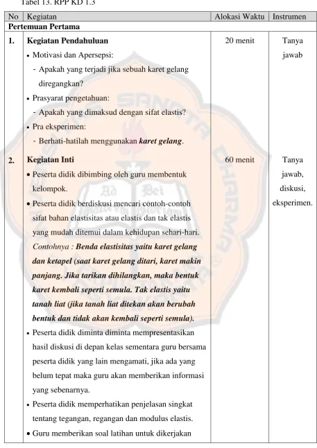 Tabel 13. RPP KD 1.3 