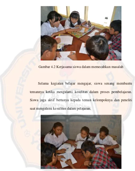 Gambar 4.2 Kerjasama siswa dalam memecahkan masalah 