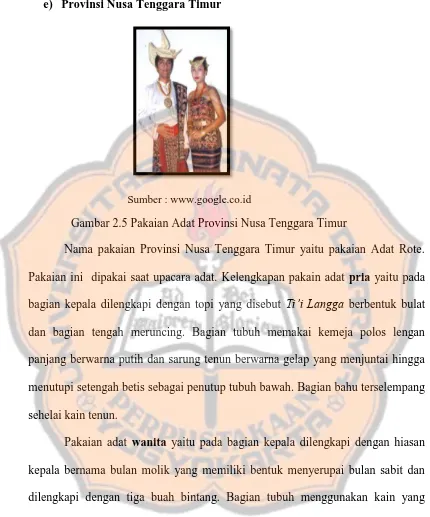 Gambar 2.5 Pakaian Adat Provinsi Nusa Tenggara Timur  