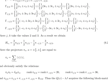 Table 1. The structure of the weight system Γ(3ω1) for the algebra so(7) with dimension 112
