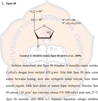 Gambar 3. Struktur kimia Span 80 (Rowe et al., 2009).  