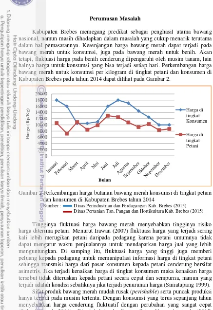 Gambar 2 Perkembangan harga bulanan bawang merah konsumsi di tingkat petani 