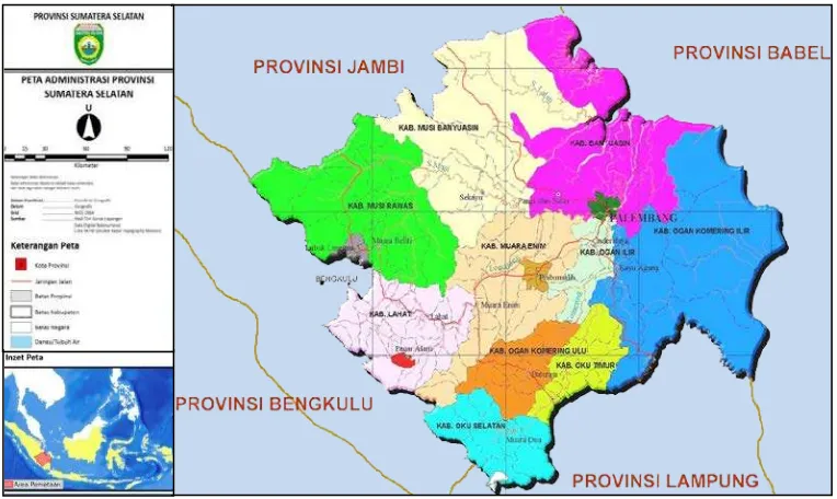 Gambar 6  Peta Wilayah Administrasi Provinsi Sumatera Selatan 