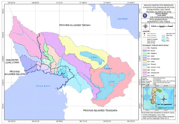 Gambar 8 Peta Wilayah Administrasi Kabupaten Luwu Timur 