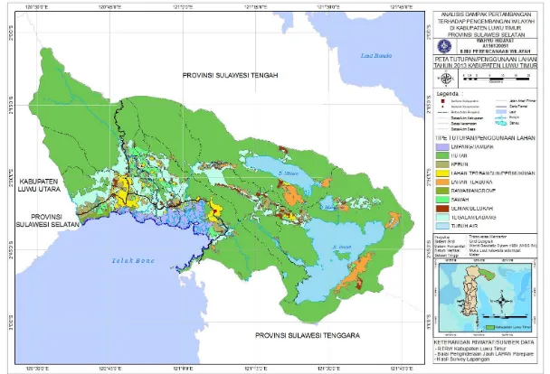 Gambar 14 Peta Tutupan/Penggunaan Lahan Tahun 2013 Kabupaten Luwu Timur 