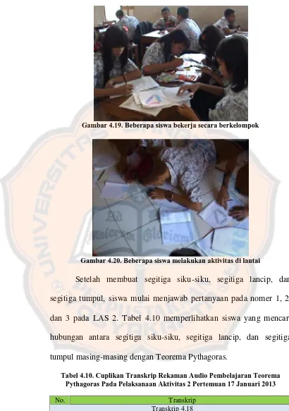 Gambar 4.19. Beberapa siswa bekerja secara berkelompok