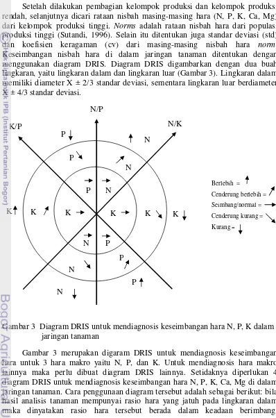 Gambar 3  Diagram DRIS untuk mendiagnosis keseimbangan hara N, P, K dalam 