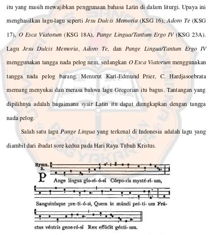 Gambar 4.3: Bait pertama lagu Pange Lingua (LU hal. 957) 