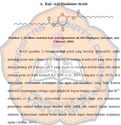 Gambar 1. Struktur molekul kojic acid dipalmitate (KAD) (Balaguer, Salvador, and Chisvert, 2008) 