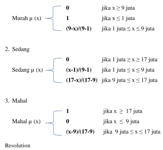 Tabel 4.2 : Fuzzyfikasi Resolution 