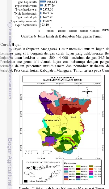 Gambar 7  Peta curah hujan Kabupaten Manggarai Timur 