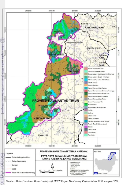 Gambar 6.  Peta tata guna lahan tradisional di kawasan Taman Nasional Kayan 