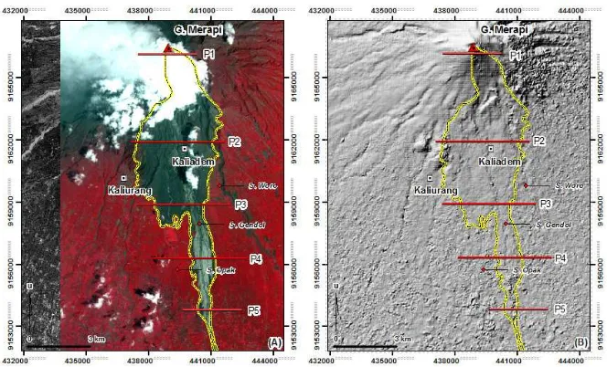 Tabel 9. Estimasi perubahan kondisi topografi sebelum dan sesudah erupsi Merapi 
