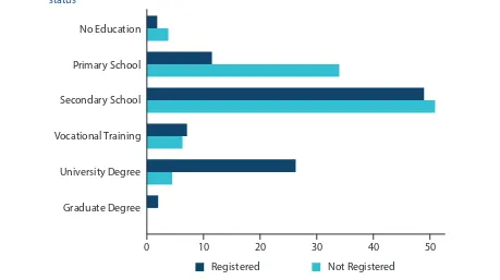 Figure 8 Educational attainment of small and medium-sized irm managers and operators, by registration status