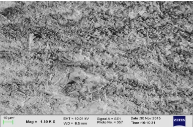 Gambar 4.12 Gambar Mikro Permukaan Sampel Keramik – 10% Debu Vulkanik Gunung Sinabung dengan Pembesaran 2500 kali 