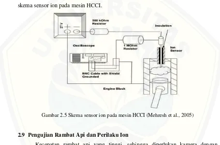 Gambar 2.5 Skema sensor ion pada mesin HCCI (Mehresh et al., 2005)