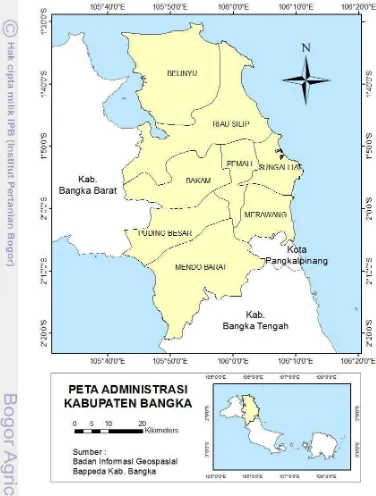Gambar 4 Wilayah administrasi Kabupaten Bangka 