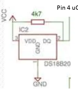 Gambar 3.2. Rangkaian Sensor DS18B20 