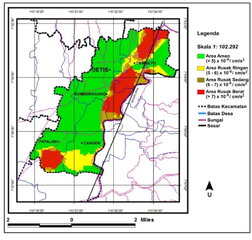 Gambar 1. Mikrozonasi indeks kerentanan seismik di Kecamatan Jetis  