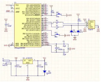 Gambar 3.10 Rangkaian sistem minimum mikrokontroler ATMEGA 328 