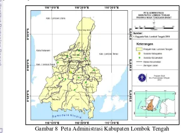Gambar 8  Peta Administrasi Kabupaten Lombok Tengah 