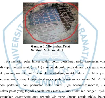Gambar 1.2 Kerusakan Pelat         Sumber: Andriani, 2011 