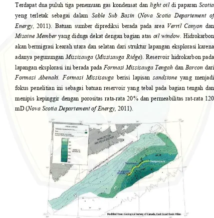 Gambar 2.7 Peta Isopach Formasi Missisauga (Sumber: Nova Scotia Departement of Energy, 2011)