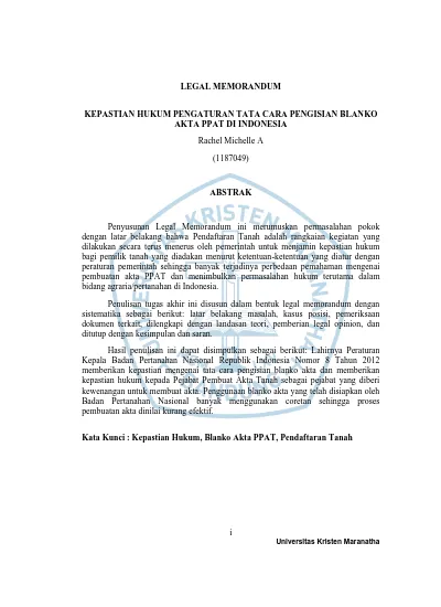 Kepastian Hukum Pengaturan Tata Cara Pengisian Blanko Akta Pejabat Pembuat Akta Tanah Di Indonesia 