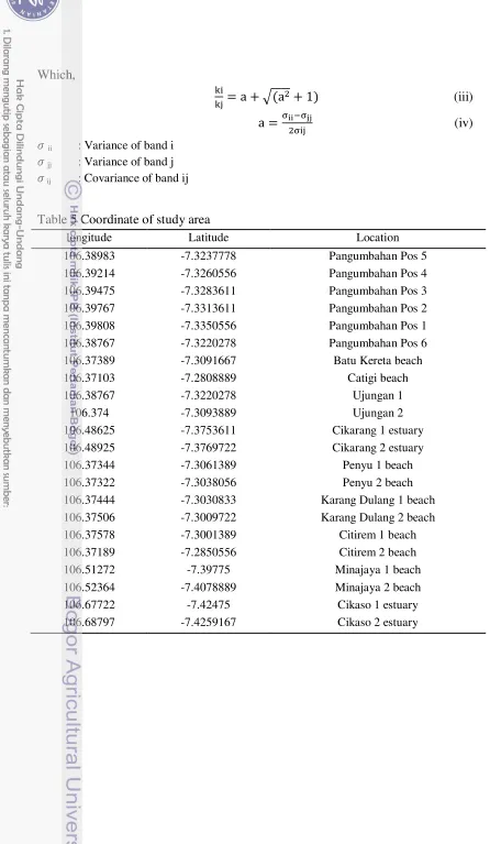 Table 5 Coordinate of study area  