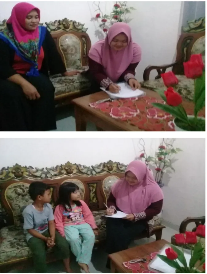 Gambar 1. Wawancara dengan Ibu Sarmini dan Hanif Fadil Dinata (5 Tahun). 