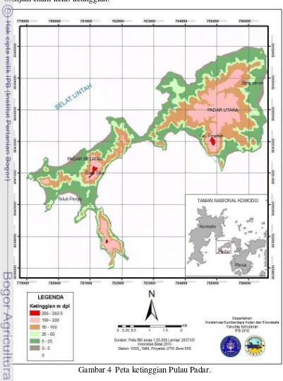 Gambar 4  Peta ketinggian Pulau Padar. 